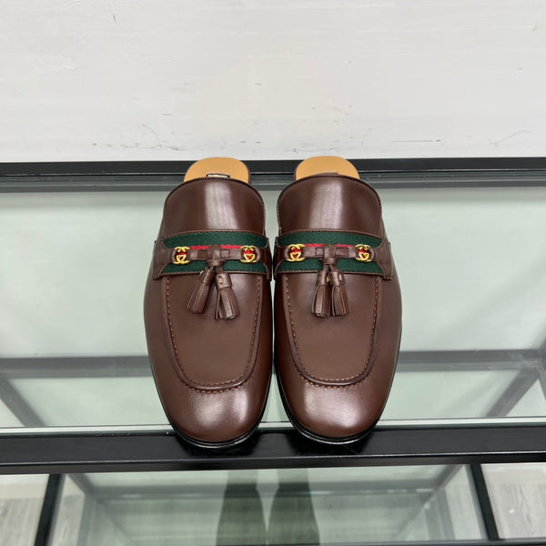 GG Men's Tassel Mule Brown Calfskin 559045