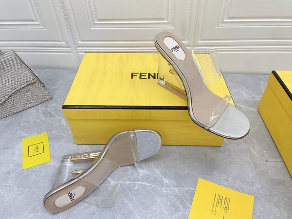 FENDI FIRST 95 MM HIGH-HEELED SANDAL IN TRANSPARENT TPU FILM AND LAMBSKIN