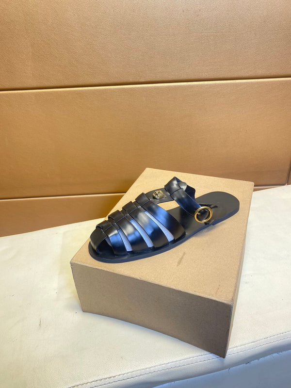 Sandali da uomo GG in pelle di vacchetta nera