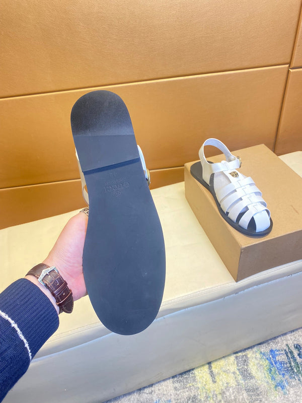 GG Men's Sandals White Cowhide 743277