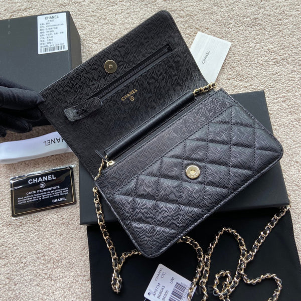 CC Classic Woc 20cm Pelle di vitello martellata nera con finiture in oro diamante