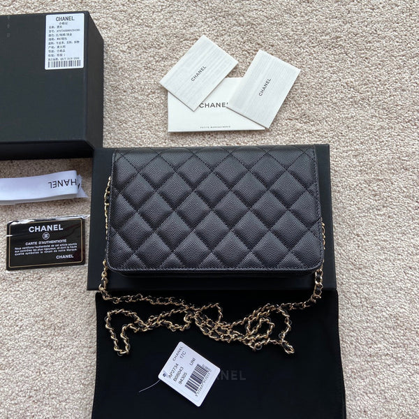 CC Classic Woc 20cm Pelle di vitello martellata nera con finiture in oro diamante