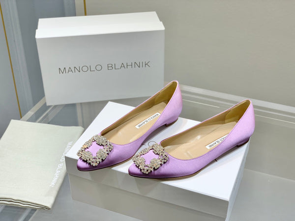 Manolo Diamond Buckle Pumps Purple Silk 327505