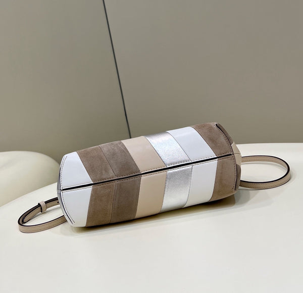 FENDI FIRST SMALL 26 IN CAMOSCIO E VITELLO COLORATI CON FERRAMENTA ARGENTATA