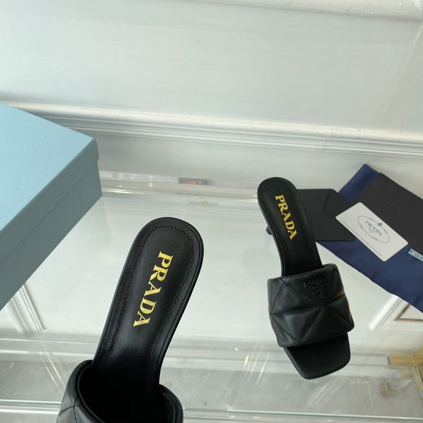 PRA QUILTED HIGH HEELS SANDALS 65 BLACK LAMBSKIN