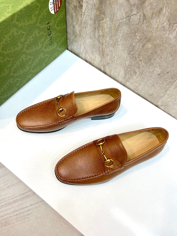 GG Men's Horsebit Loafer Brown Embossed Cowhide 522564