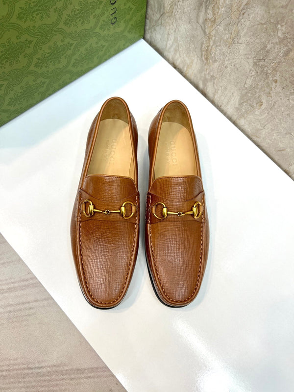 GG Men's Horsebit Loafer Brown Embossed Cowhide 522564