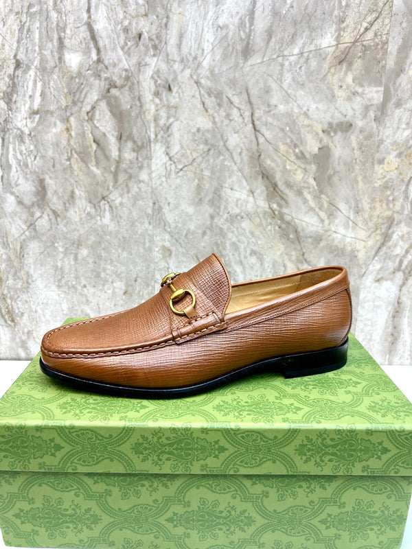 GG Men's Horsebit Loafer Brown Embossed Cowhide 522564