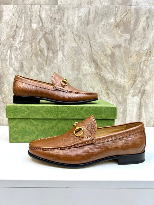 GG Men's Horsebit Loafer Brown Embossed Cowhide 522564