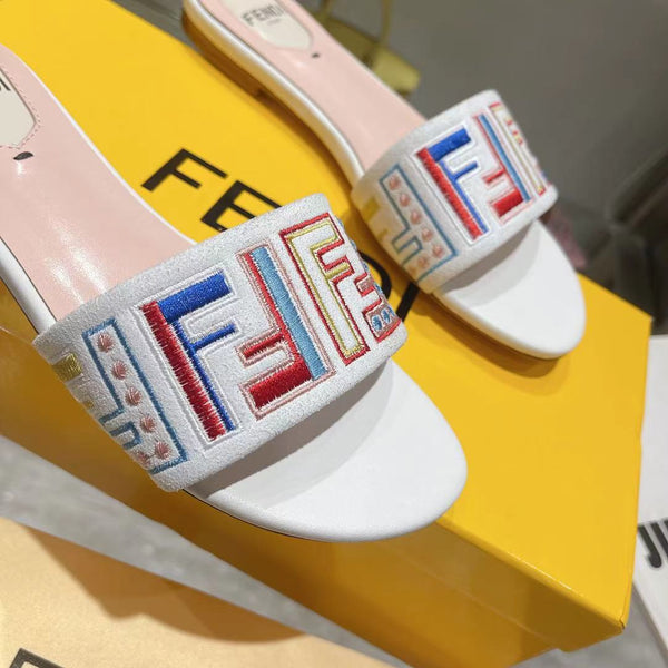 FF Multicolor Logo Slide Pink White Leather