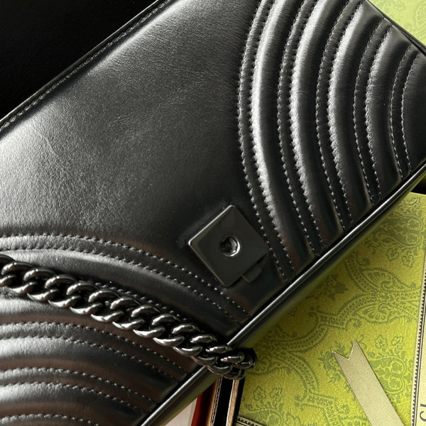 gg marmont 26cm all black calfskin