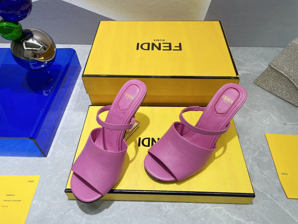 FENDI FIRST 95 MM HIGH-HEELED SANDAL IN FUSCIA PINK LAMBSKIN GOLD HARDWARE