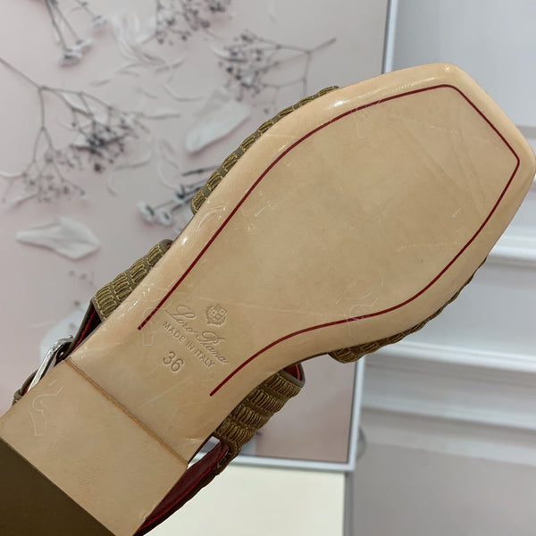 Sandali bassi Springthly Charms in pelle di vitello color oliva e marrone