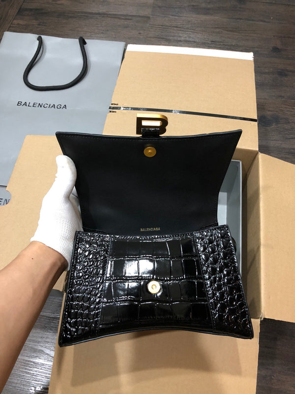 Balenciaga Hourglass bag black crocodile skin 536051
