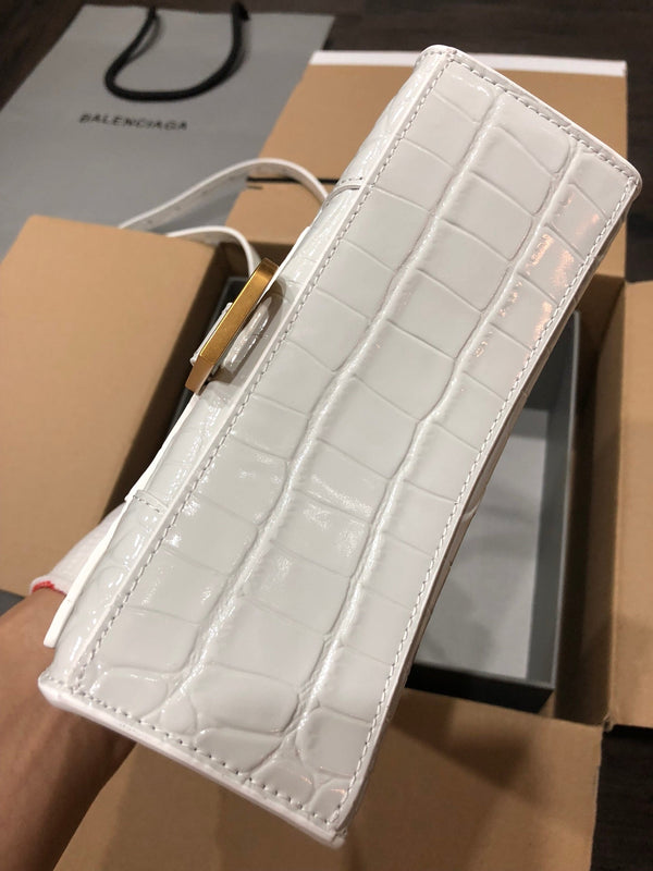 Balenciaga Hourglass bag white crocodile skin