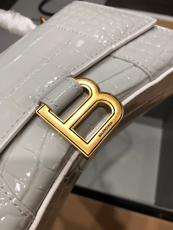 Balenciaga Hourglass bag white crocodile skin