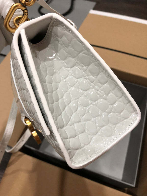 Balenciaga Hourglass bag white crocodile skin
