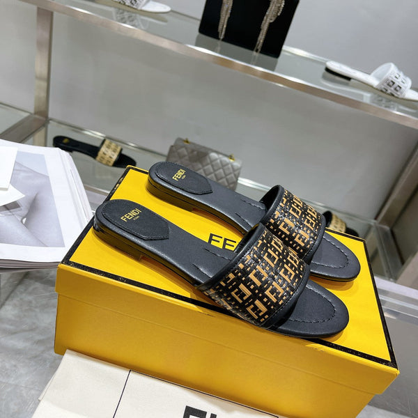 FF Women Raffia Black Sandal