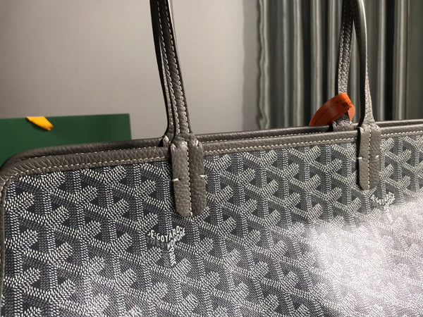 BORSA HARDY PM 40 IN TELA GOYARDINE GRIGIA E RIFINITURE IN PELLE TAURILLON