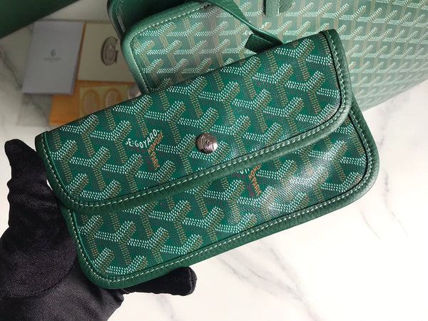 BORSA HARDY PM 40 IN TELA GOYARDINE VERDE E RIFINITURE IN PELLE TAURILLON