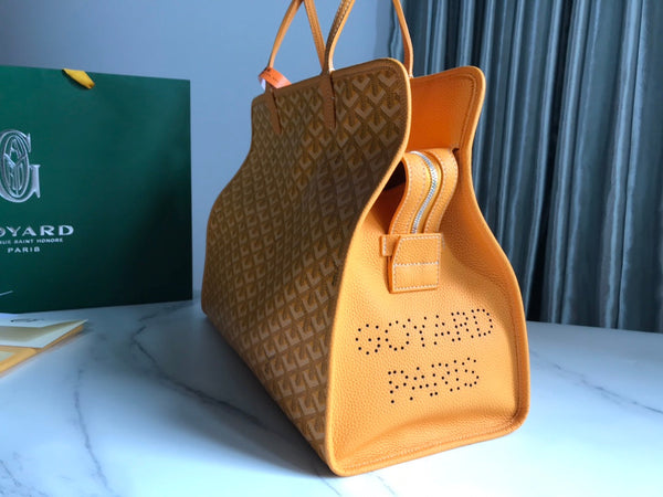 BORSA HARDY PM 40 IN TELA GOYARDINE GIALLA E RIFINITURE IN PELLE TAURILLON