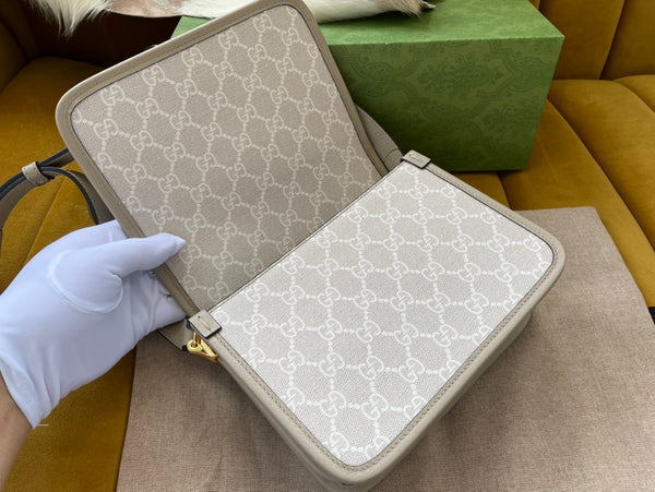 MINI BORSA A TRACOLLA 20 CON G INTERCETTATE IN TELA BEIGE