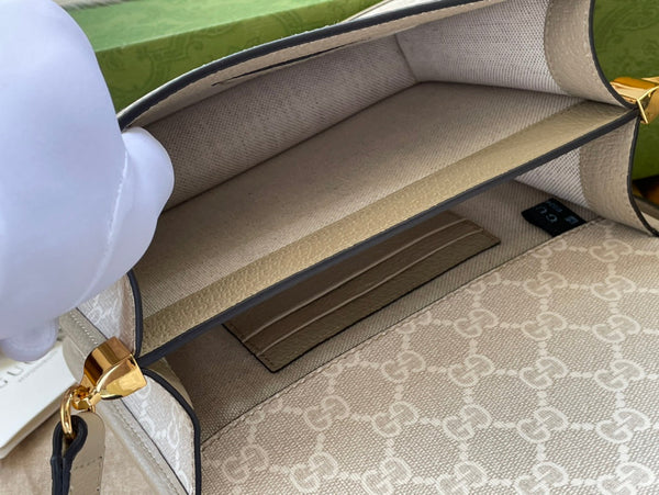 MINI BORSA A TRACOLLA 20 CON G INTERCETTATE IN TELA BEIGE