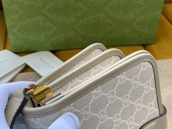 MINI BORSA A TRACOLLA 20 CON G INTERCETTATE IN TELA BEIGE