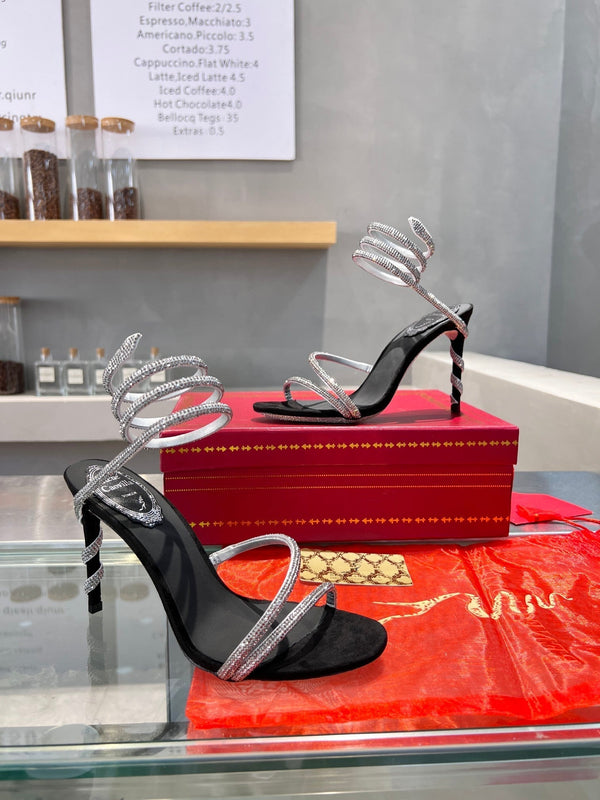 RC Heavy Industry Snake-Shaped Black Silver Silk Creole Rhinestones 251003