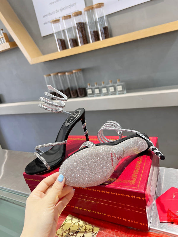 RC Heavy Industry Snake-Shaped Black Silver Silk Creole Rhinestones 251003