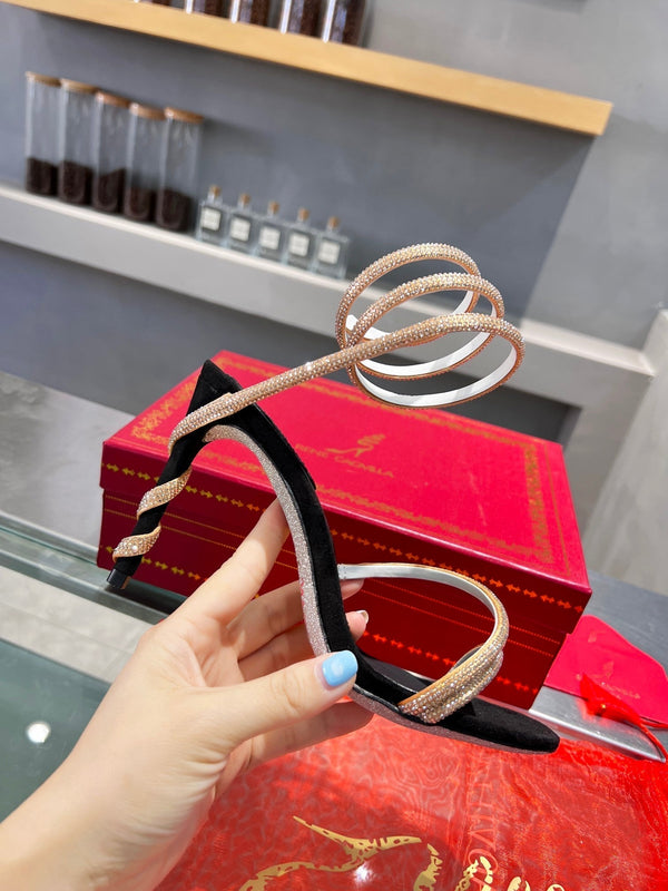 RC Heavy Industry Snake-Shape Black Gold Silk Creole Rhinestones 251005