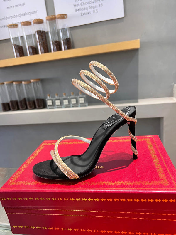 RC Heavy Industry Snake-Shape Black Gold Silk Creole Rhinestones 251005