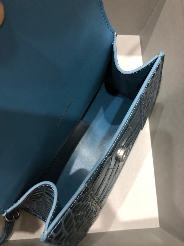 Balenciaga Hourglass bag dark blue crocodile skin
