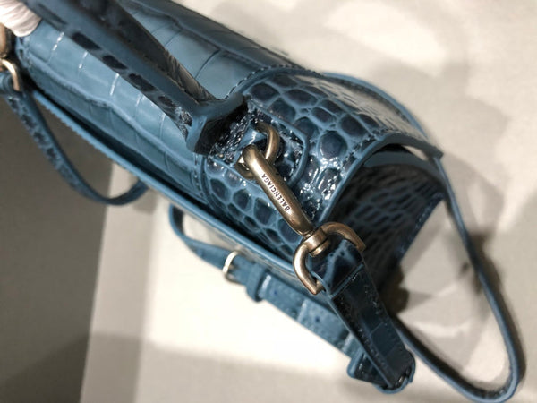 Balenciaga Hourglass bag dark blue crocodile skin
