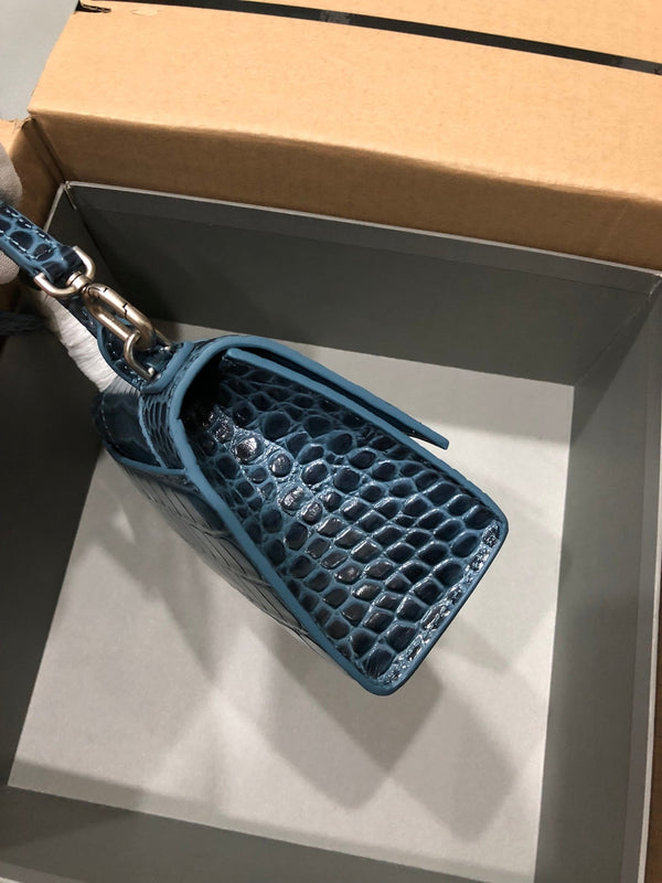 Balenciaga Hourglass bag dark blue crocodile skin