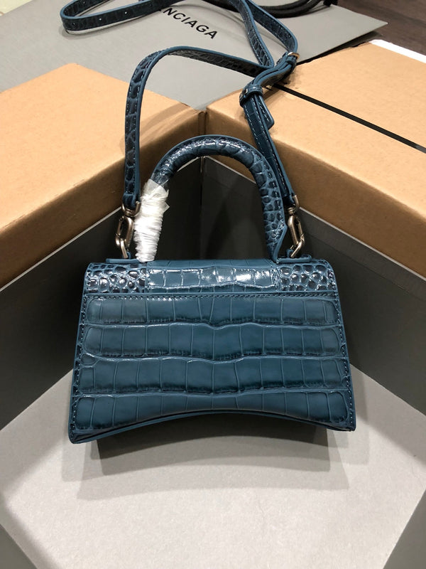 Balenciaga Hourglass bag dark blue crocodile skin