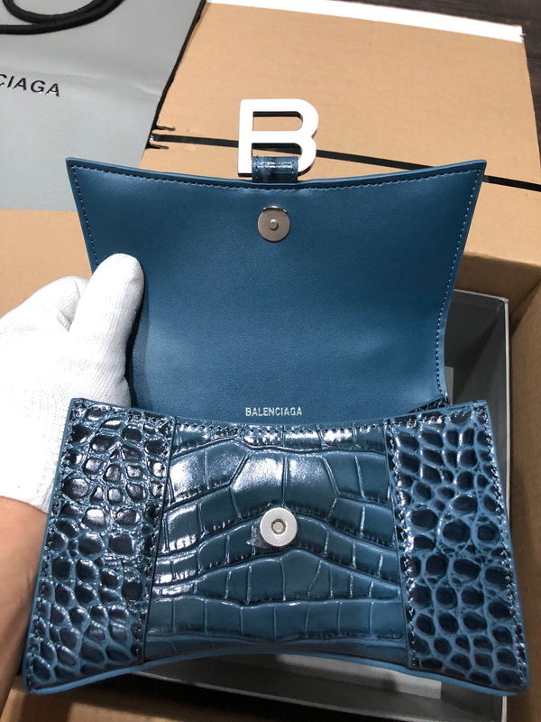 Balenciaga Hourglass bag dark blue crocodile skin