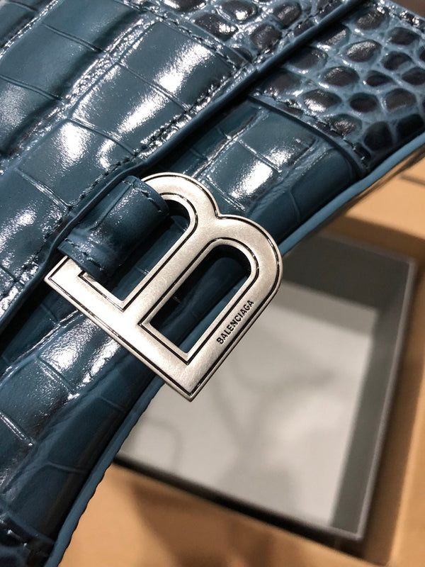 Balenciaga Hourglass bag dark blue crocodile skin