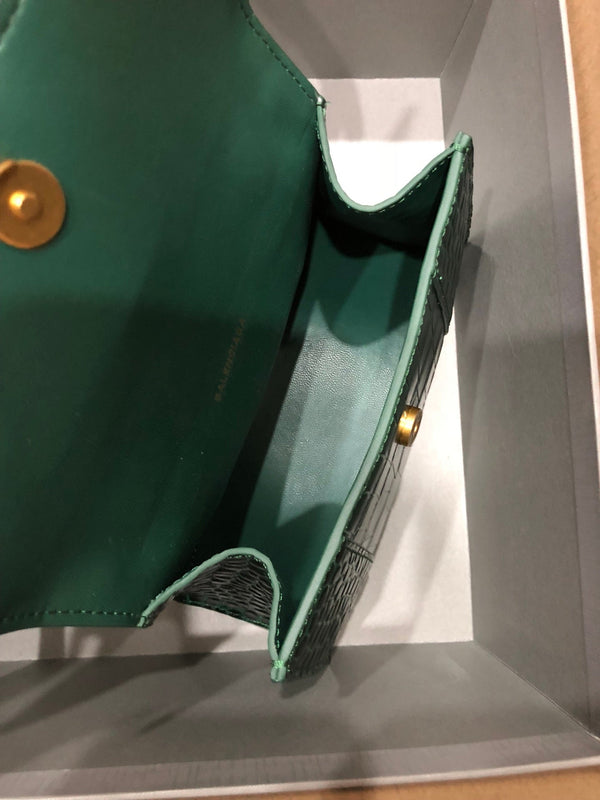 Balenciaga Hourglass bag dark green crocodile skin