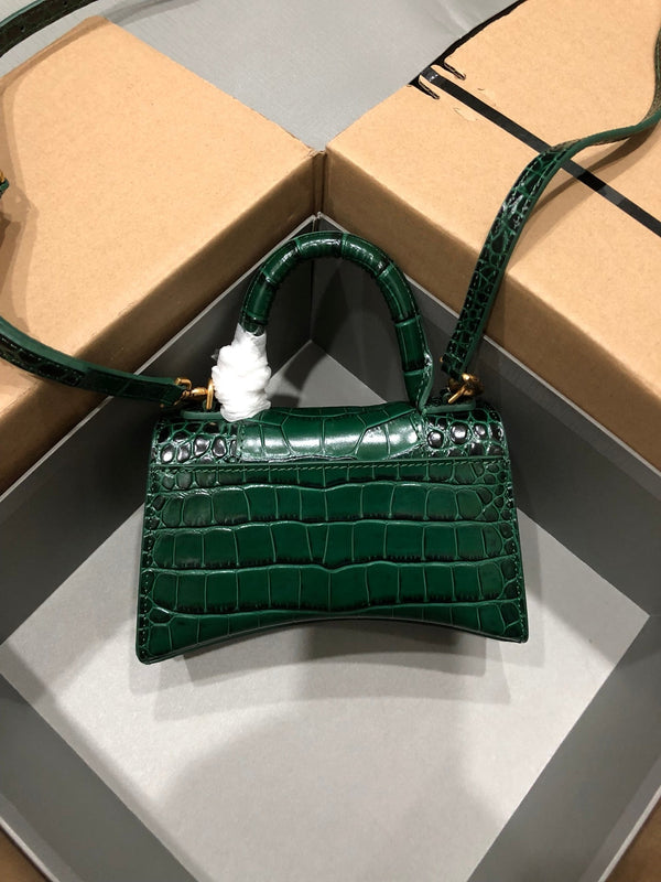 Balenciaga Hourglass bag dark green crocodile skin