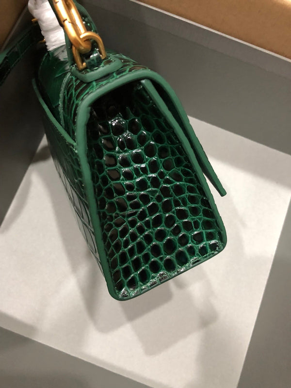 Balenciaga Hourglass bag dark green crocodile skin