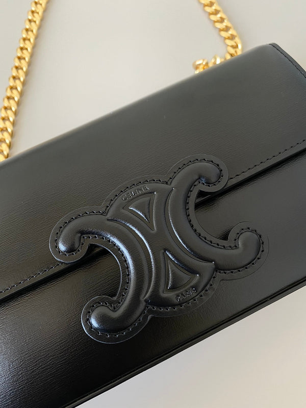 20 CHAIN EMBOSSED ARMPIT BAG BLACK CALFSKIN