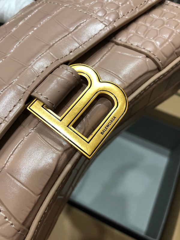 Balenciaga Hourglass bag nude crocodile skin