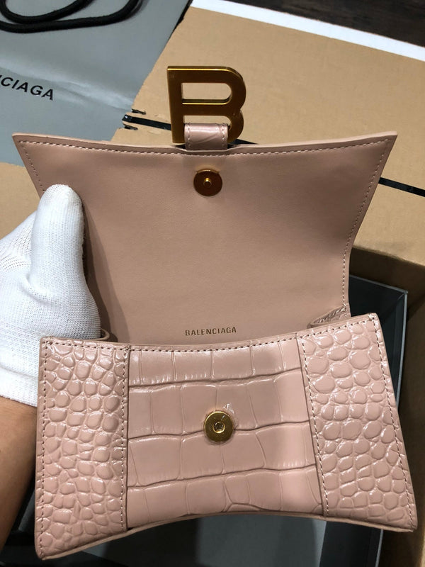 Balenciaga Hourglass bag nude crocodile skin