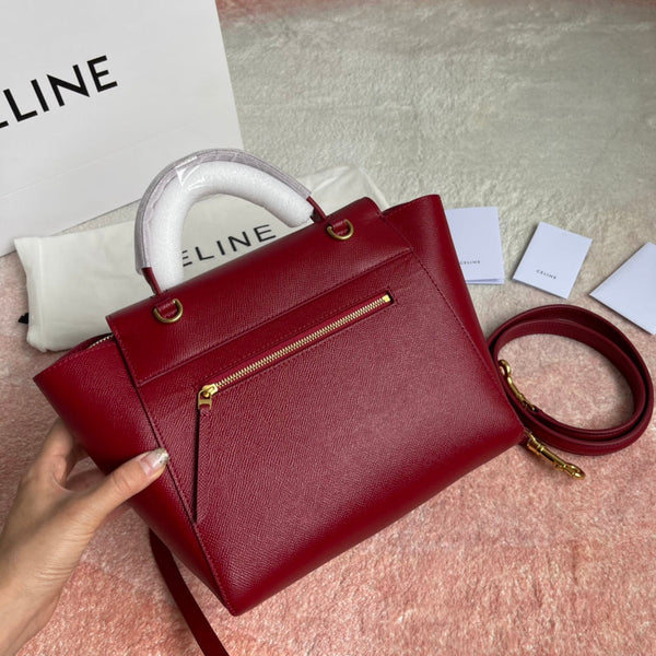 SAC POISSON 24 CUIR DE VACHETTE ROUGE CERISE