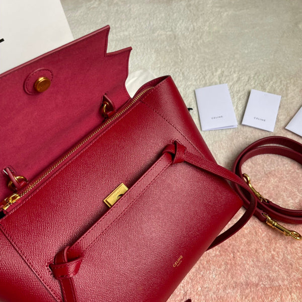 SAC POISSON 24 CUIR DE VACHETTE ROUGE CERISE
