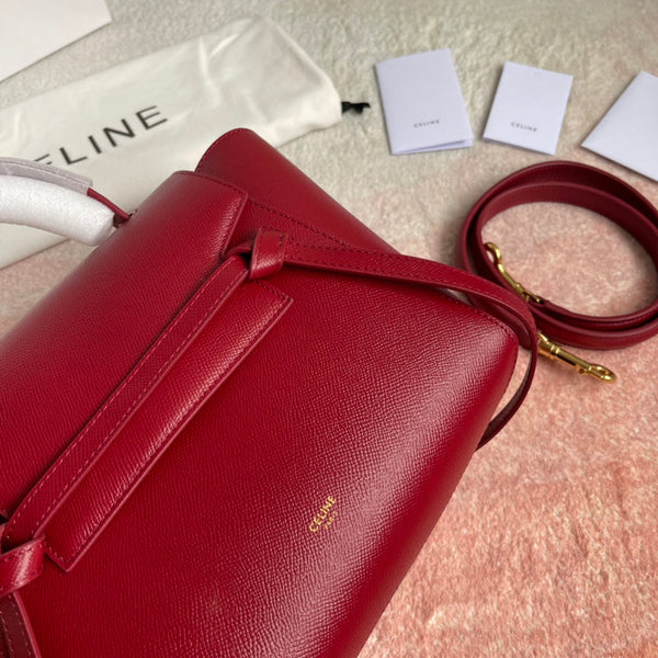 SAC POISSON 24 CUIR DE VACHETTE ROUGE CERISE