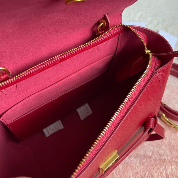 SAC POISSON 24 CUIR DE VACHETTE ROUGE CERISE