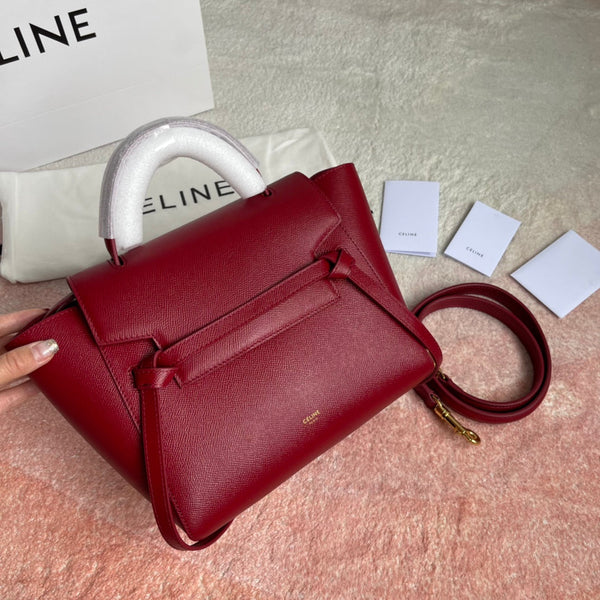 SAC POISSON 24 CUIR DE VACHETTE ROUGE CERISE