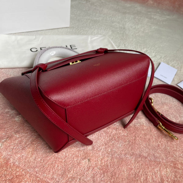 SAC POISSON 24 CUIR DE VACHETTE ROUGE CERISE